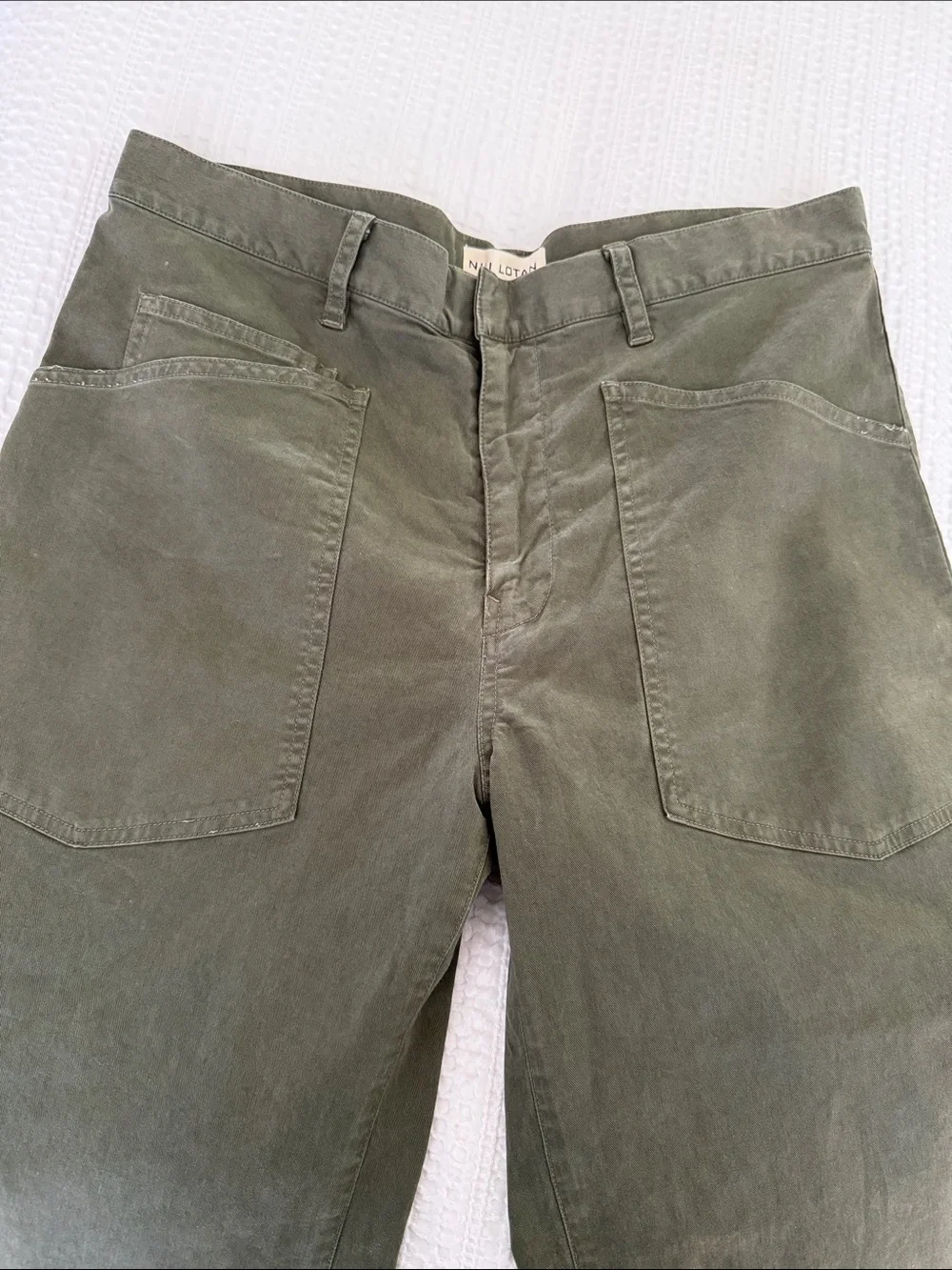 NILI LOTAN Shon Cotton Twill Barrel-Leg Size 6 Camo Olive Green color - Picture 9 of 12